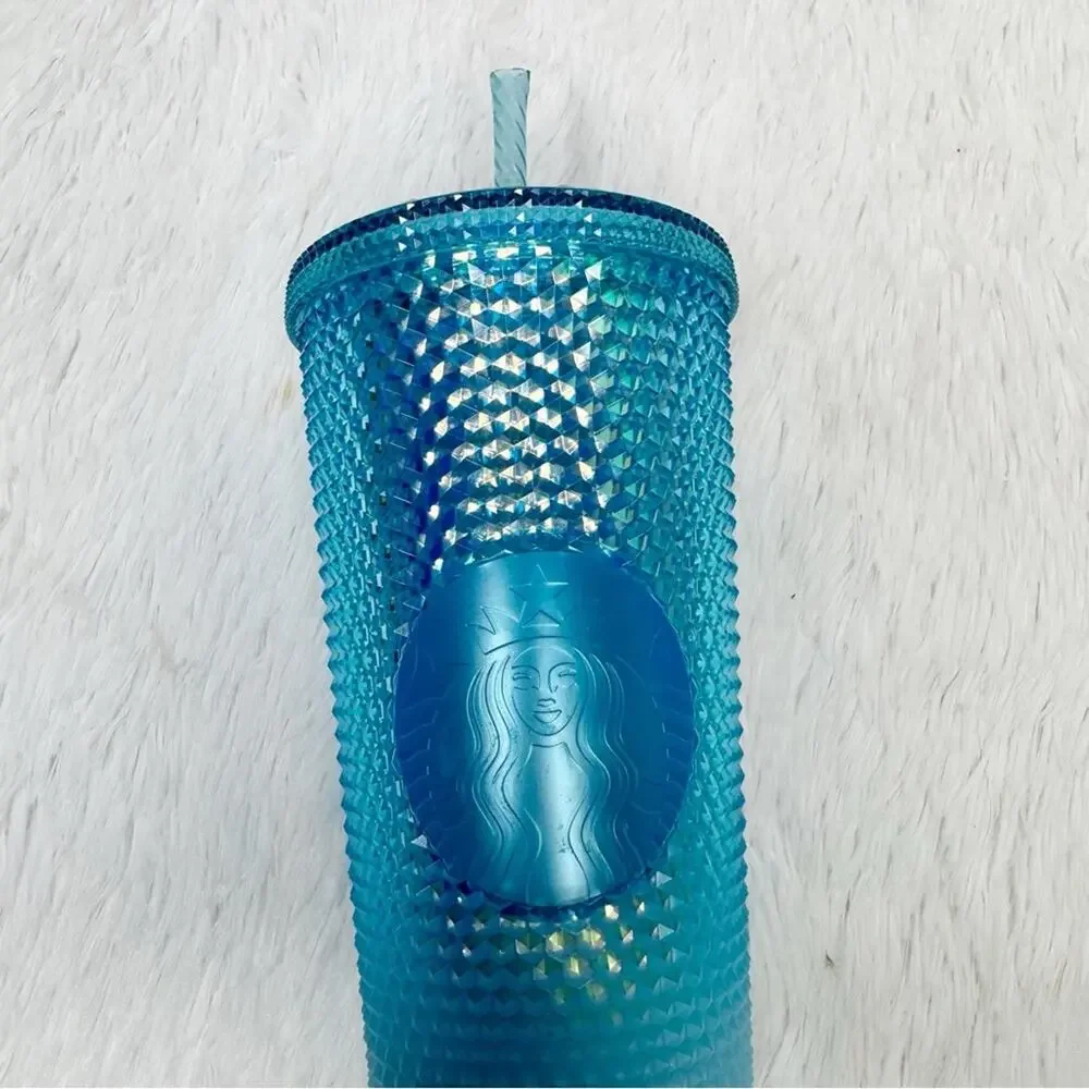 STARBUCKS / ombré teal glacier blue studded venti tumbler